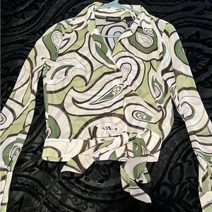 New York and company green printed blouse